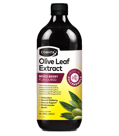 Mixed Berry Flavour 1L - Fresh-Picked Olive Leaf Extract bottle front