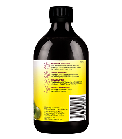 Olive Leaf Extract (Mixed Berry) bottle frontOlive Leaf Extract (Mixed Berry) side panel