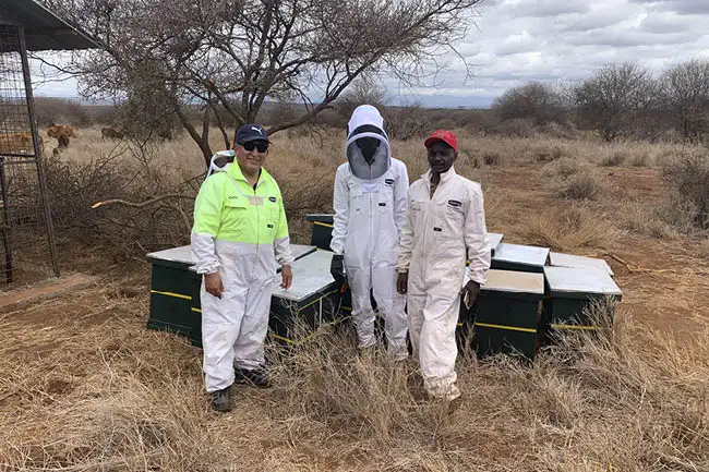 Head of Comvita Apiaries with beekeepers in Kenya