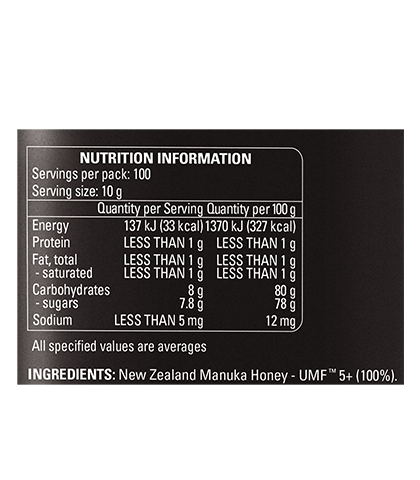 UMF™ 5+ Manuka Honey 1kg_Nutritional Panel