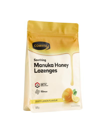 Manuka Honey Lozenges with Propolis (Lemon and Honey) 500g pouch side