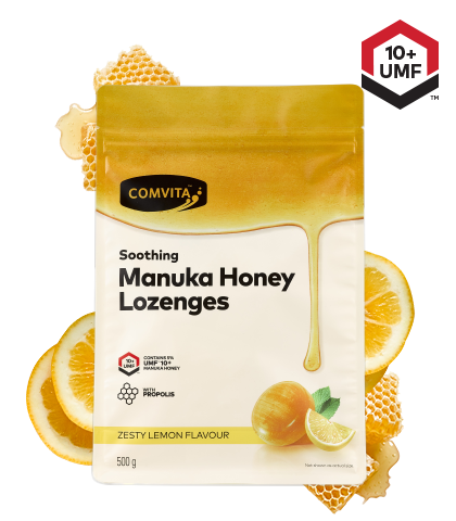 Manuka Honey Lozenges with Propolis (Lemon and Honey) 500g pouch front