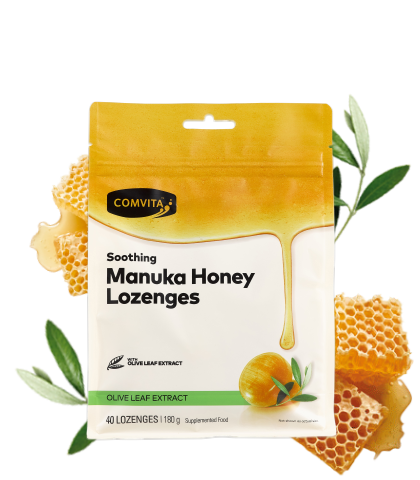 Manuka Honey Lozenges Olive Leaf Extract 40s  pouch front