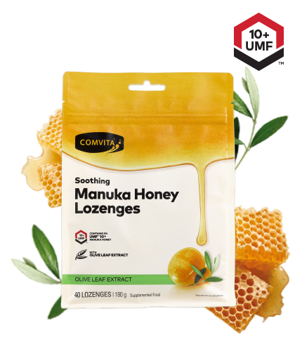 Manuka Honey Lozenges Olive Leaf Extract 40s  pouch front
