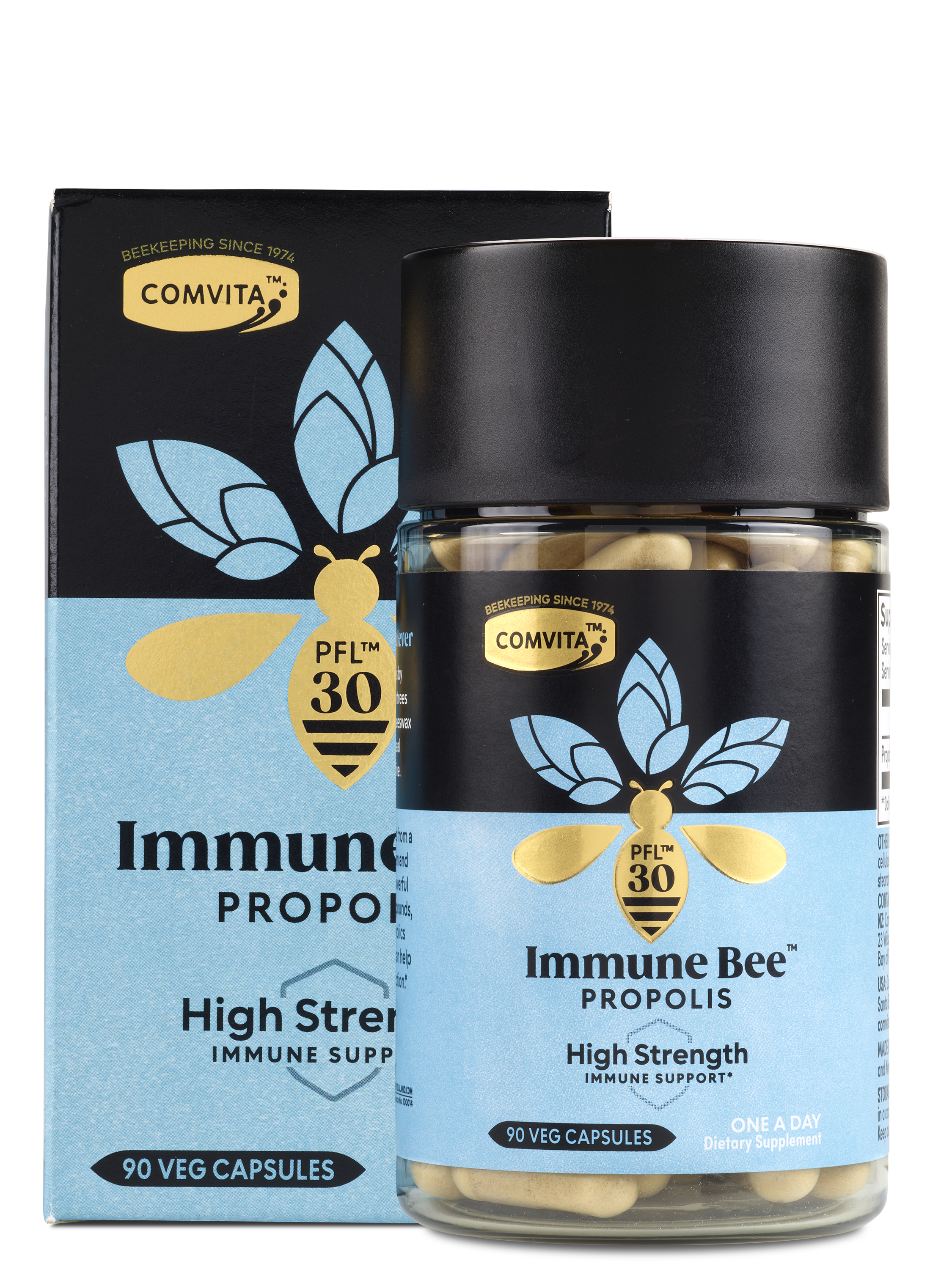 Immune Bee High Strength Vege Caps 90s Box & Bottle