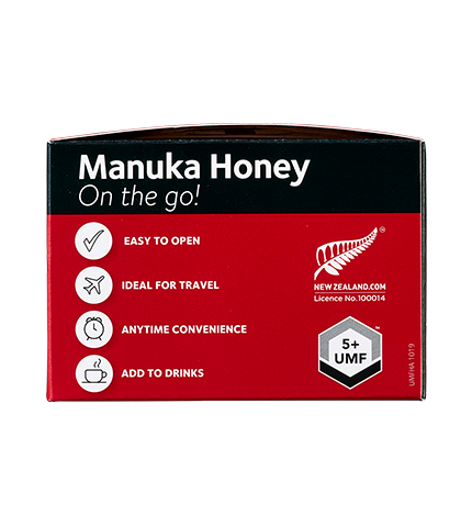 UMF™ 5+ Manuka Honey Sachets 12 box left
