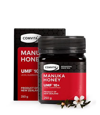 UMF™ 10+ Manuka Honey 250g box and jar