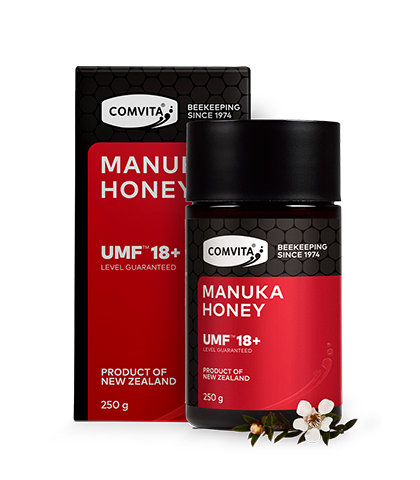 UMF™ 18+ Manuka Honey box and jar