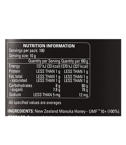 UMF™ 5+ Manuka Honey 1kg nutritional panel