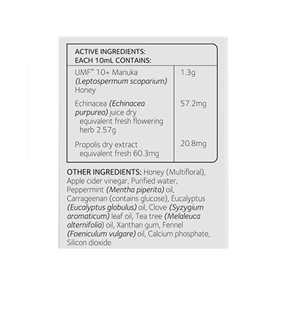 Propolis Herbal Elixir 200ml nutritional panel