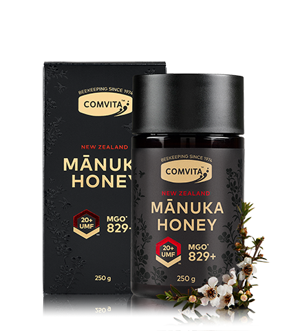 UMF™ 20+ Manuka Honey 250g box and bottle