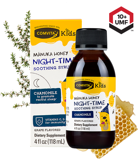 Kids Night-Time Soothing Syrup With UMF™ 10+ Manuka Honey BOX & BOTTLE