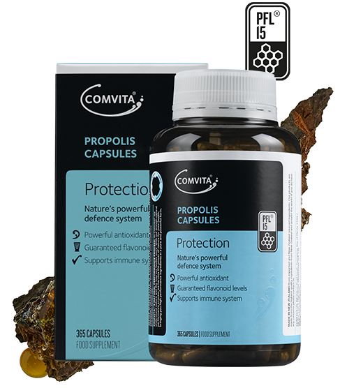 Propolis Capsules PFL15 365s box and bottle