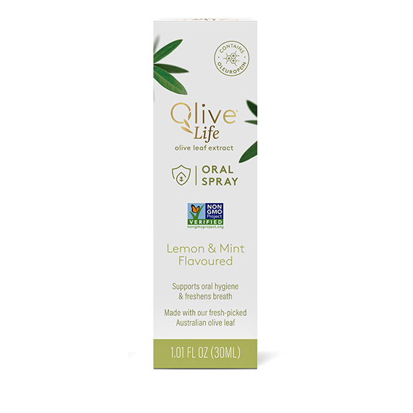 Olive leaf extract oral spray box front