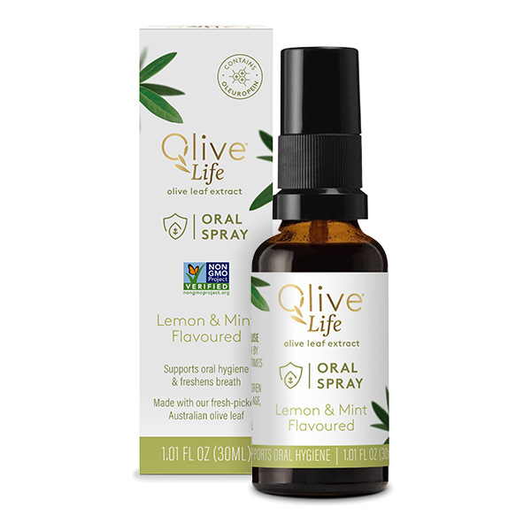 Olive leaf extract oral spray box & bottle