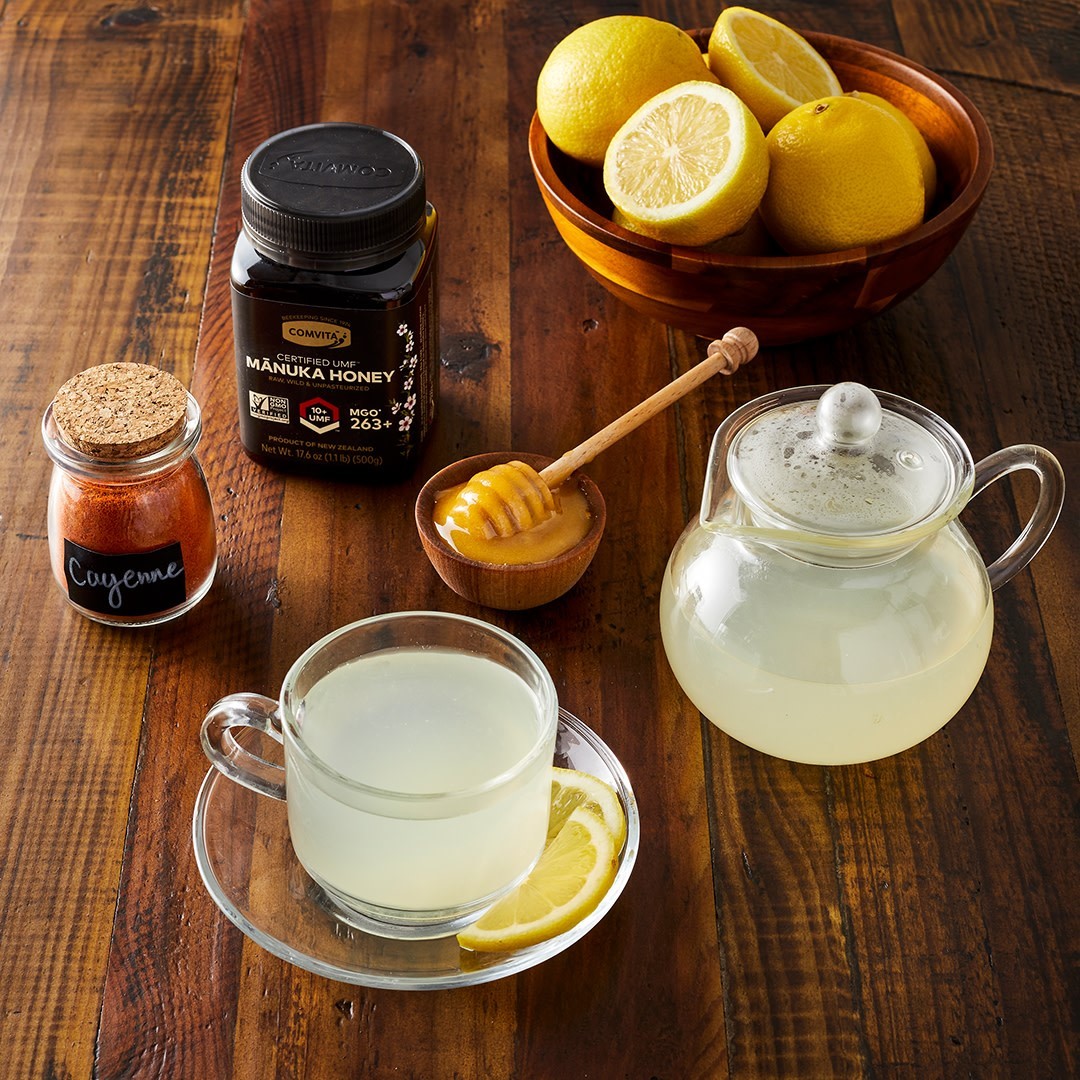 ingredients for warm soothing honey drink