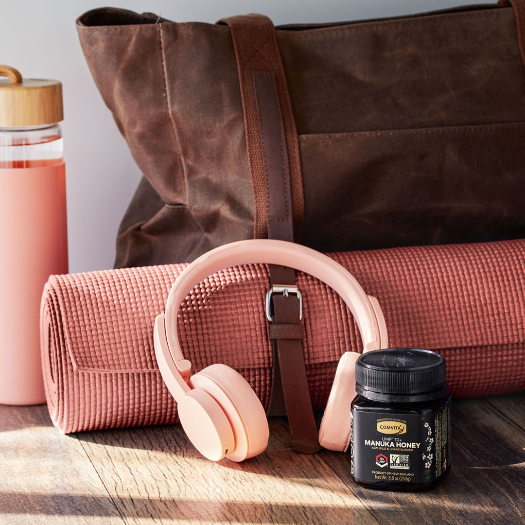 manuka honey with gym equipment