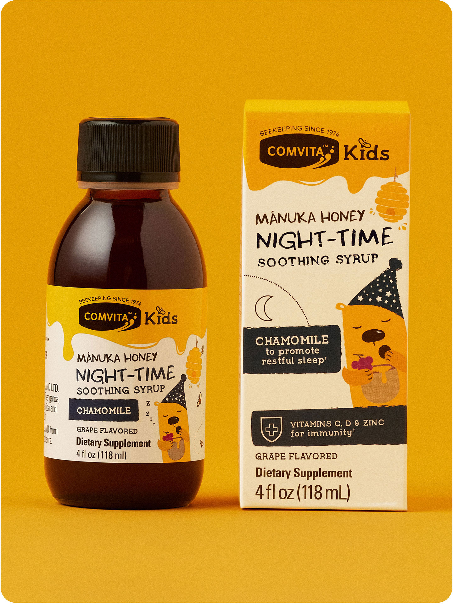 Kids Night-Time Soothing Syrup box & bottle