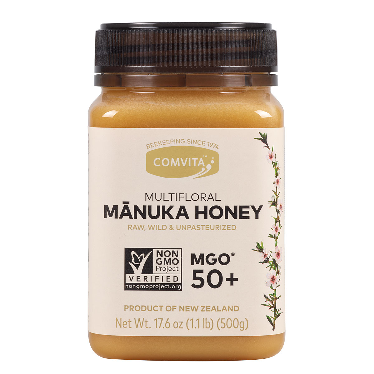 MGO 50+ Mānuka Honey 500g jar front